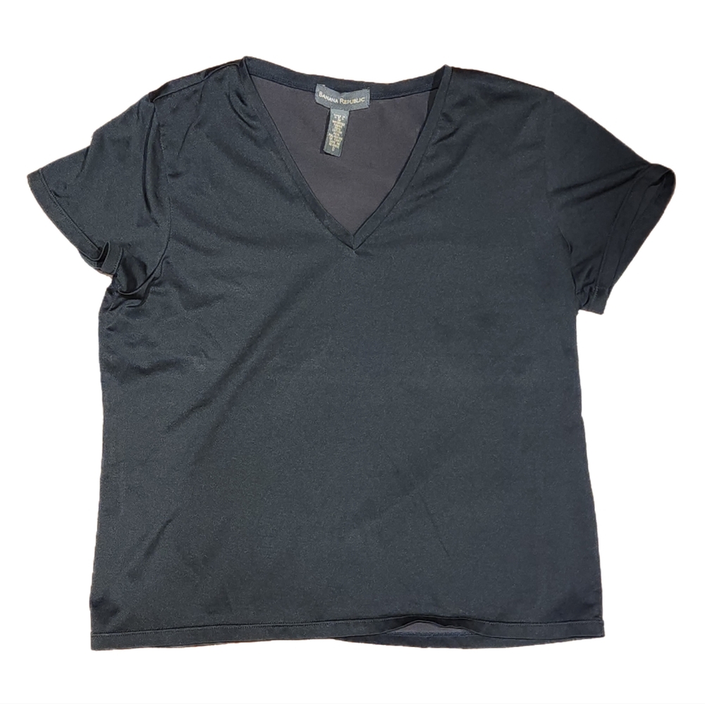 Banana Republic Black Short Sleeve V-Neck Top
